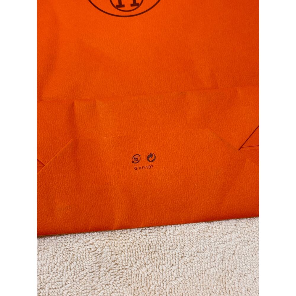 Hermès Orange Boutique Shopping Gift Bag Brown Rope Handles 11" x 8" x 3" - Picture 5 of 8